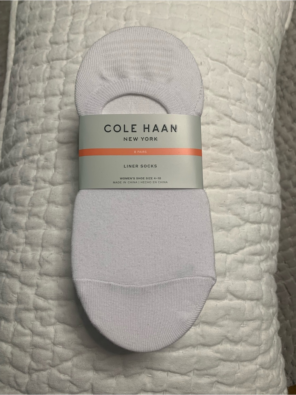 Cole Haan Men’s White Low-Cut Athletic Liner Socks eight pairs